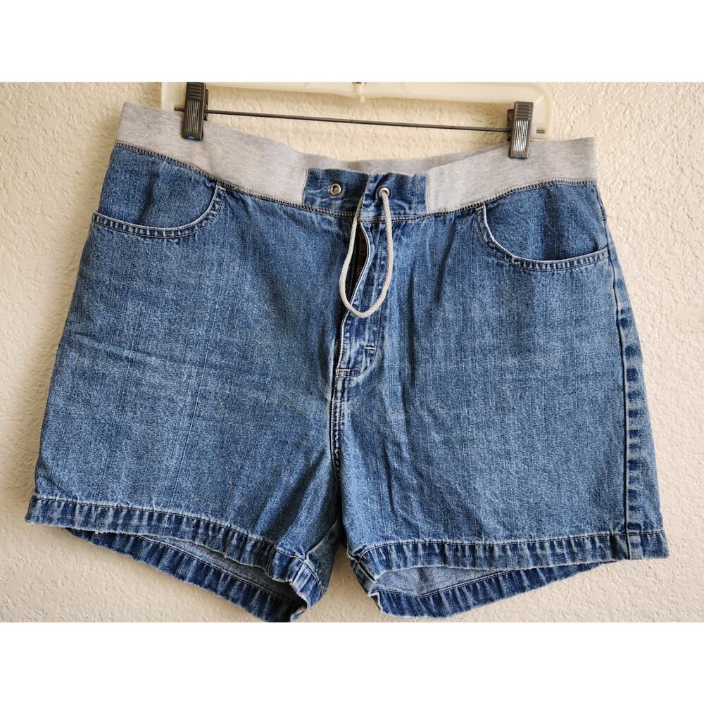 Riders Blue Denim Elastic Drawstring Waist 16W Lightweight Pockets 100% Cotton